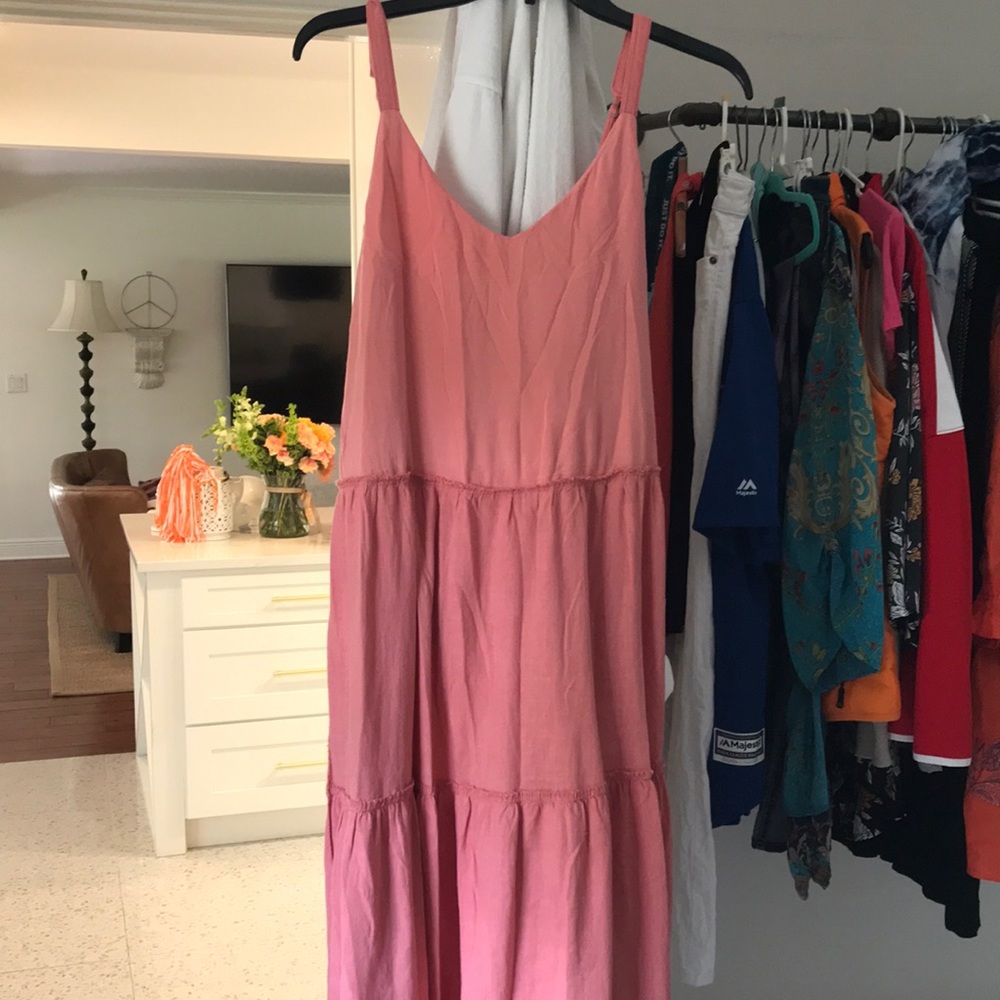 peach long dress